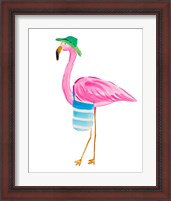 Framed 'Beach Flamingo I' border=