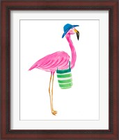 Framed 'Beach Flamingo II' border=