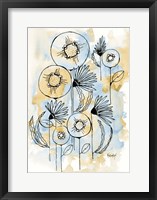 Framed Yellow and Blue Blooms I