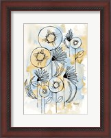 Framed Yellow and Blue Blooms I
