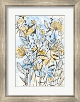 Framed Yellow and Blue Blooms II