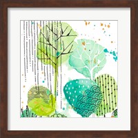 Framed 'Green Stamped Leaves Square II' border=