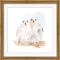 Framed Watercolor Snowy Owls