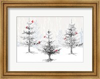 Framed Silver Forest with Cardinals