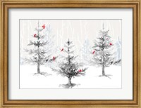 Framed Silver Forest with Cardinals