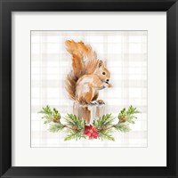 Framed Holiday Woodland Garland on Plaid III