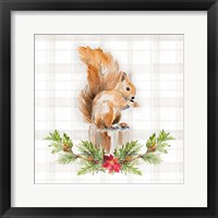 Holiday Woodland Garland on Plaid III Framed Print