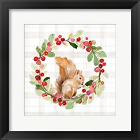 Framed Holiday Woodland Wreath on Plaid II