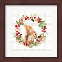 Framed Holiday Woodland Wreath on Plaid II