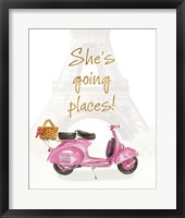 Framed 'She's Going Places I' border=