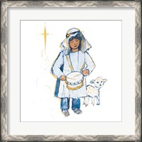 Framed Drummer Boy And Lamb (blue and gold)