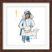 Framed Drummer Boy And Lamb (blue and gold)