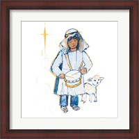 Framed Drummer Boy And Lamb (blue and gold)