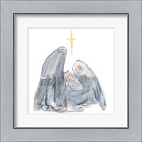 Framed Gray and Gold Nativity with Star