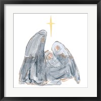 Framed Gray and Gold Nativity with Star
