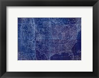 Framed Cobalt US Map