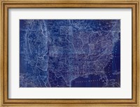 Framed Cobalt US Map