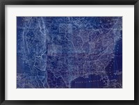 Framed Cobalt US Map