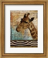Framed Madagascar Safari with Blue I (Giraffe)