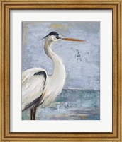 Framed Blue Heron On Blue I