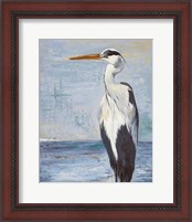 Framed 'Blue Heron On Blue II' border=