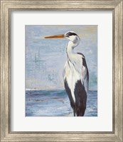 Framed 'Blue Heron On Blue II' border=