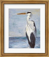 Framed Blue Heron On Blue II