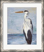 Framed Blue Heron On Blue II