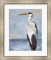 Framed Blue Heron On Blue II