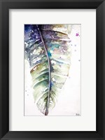 Framed Watercolor Plantain Leaves with Purple I