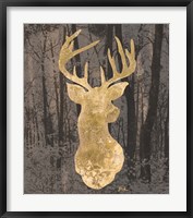 Framed Gold Deer on Black