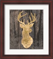 Framed Gold Deer on Black