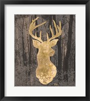 Framed Gold Deer on Black