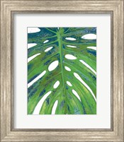 Framed Tropical Leaf with Blue II