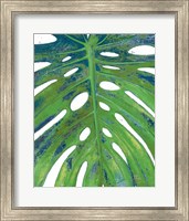Framed Tropical Leaf with Blue II