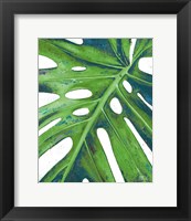 Framed Tropical Leaf with Blue I