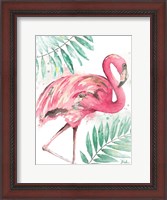 Framed Watercolor Leaf Flamingo II
