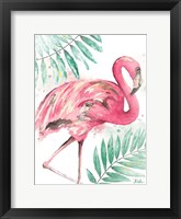 Watercolor Leaf Flamingo II Framed Print