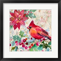 Holiday Poinsettia and Cardinal I Framed Print