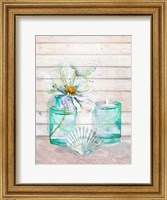 Framed Fresh Flowers and Shells I