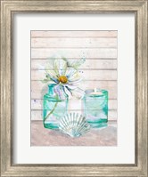 Framed Fresh Flowers and Shells I