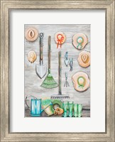Framed Garden Hats And Tools