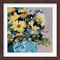 Framed Yellow Daisies In Blue Vase