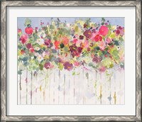 Framed Hollyhocks Over Fence