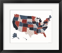 Framed Patchwork USA Map