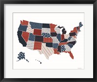 Framed Patchwork USA Map
