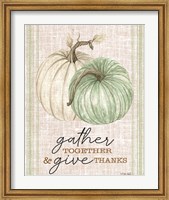 Framed Grain Sack Gather and Give Thanks
