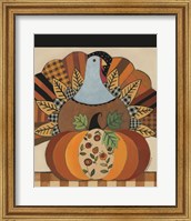 Framed Turkey and Patterned Pumpkin