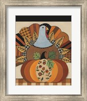 Framed Turkey and Patterned Pumpkin