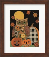 Framed Floral Owl and Pumpkins